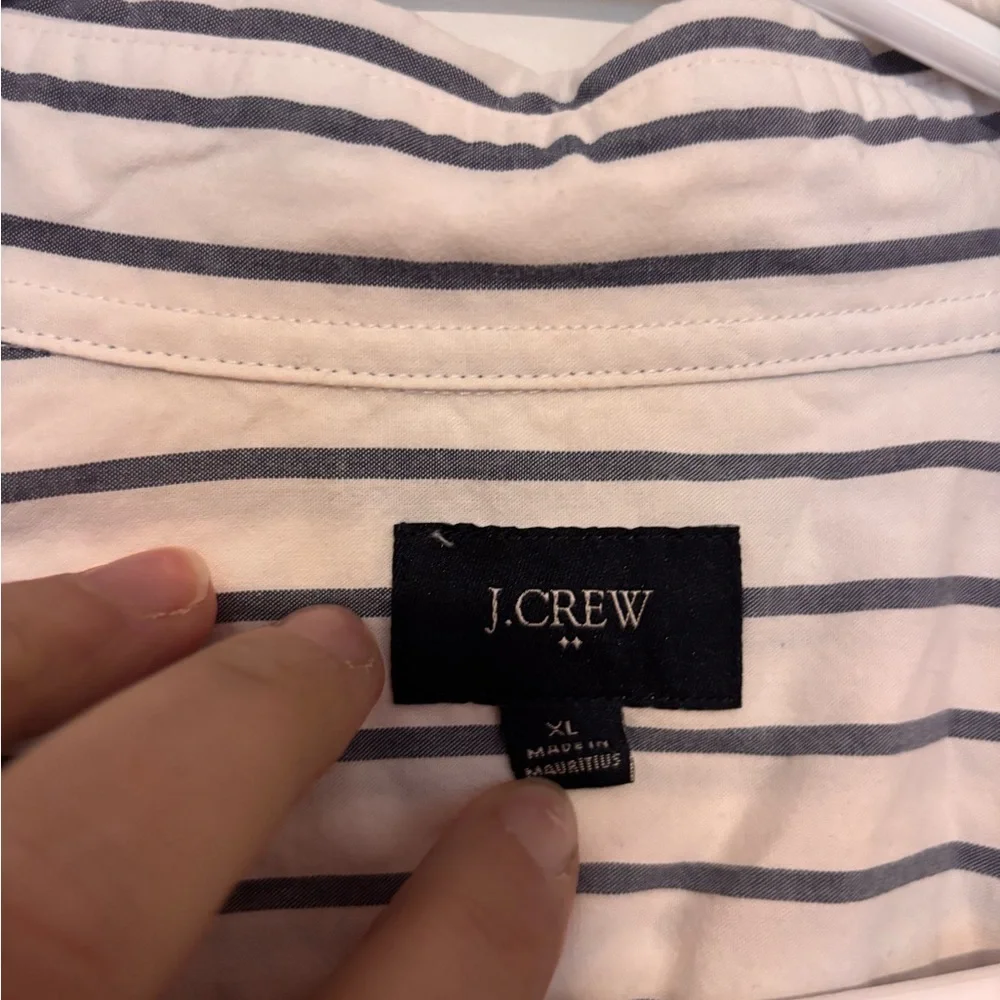J. Crew Navy and White Striped Shirt
